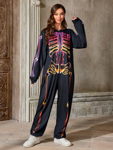 画像10: 個性派スタイル 　骸骨プリントデザイン　オールインワン　スカル　ドクロ【MARVELOUS　QUEEN】 (10)