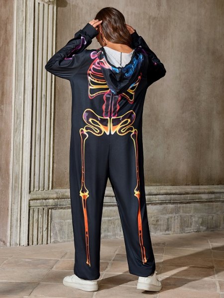 画像7: 個性派スタイル 　骸骨プリントデザイン　オールインワン　スカル　ドクロ【MARVELOUS　QUEEN】 (7)