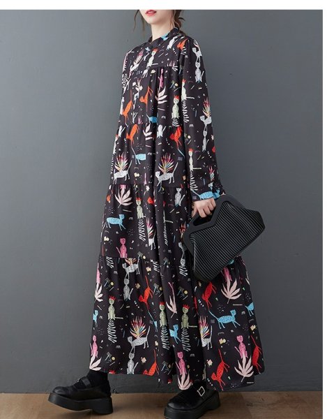 画像5: 個性派スタイル 　オシャレな派手柄　長袖ワンピース【MARVELOUS　QUEEN】 (5)