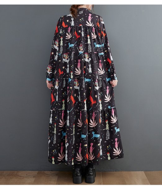 画像2: 個性派スタイル 　オシャレな派手柄　長袖ワンピース【MARVELOUS　QUEEN】 (2)