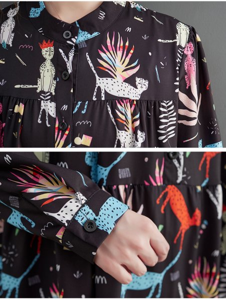 画像4: 個性派スタイル 　オシャレな派手柄　長袖ワンピース【MARVELOUS　QUEEN】 (4)