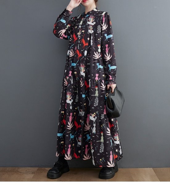 画像6: 個性派スタイル 　オシャレな派手柄　長袖ワンピース【MARVELOUS　QUEEN】 (6)