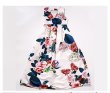 画像6: エレガントなフラワー柄プリントデザインAライン　ロングドレス (6)
