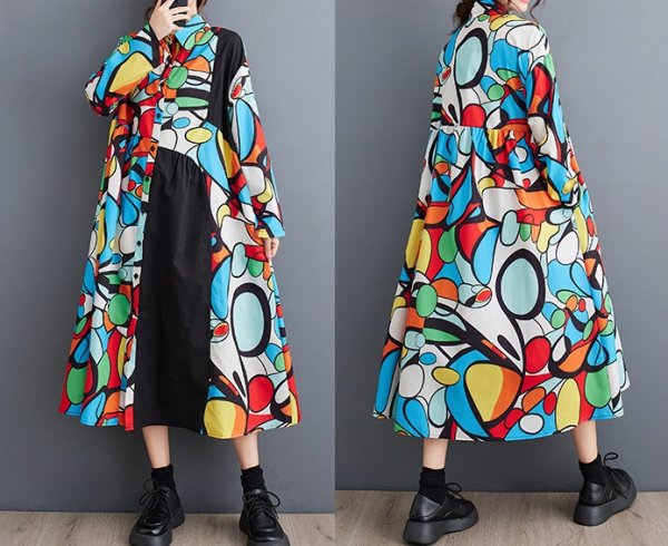 画像7: 個性派スタイル 　オシャレな派手柄　長袖ワンピース【MARVELOUS　QUEEN】 (7)