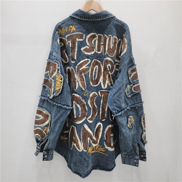 画像3: 目立ち個性派デザイン デニム生地アウター　ジャケット　Ｇジャン【MARVELOUS　QUEEN】 (3)