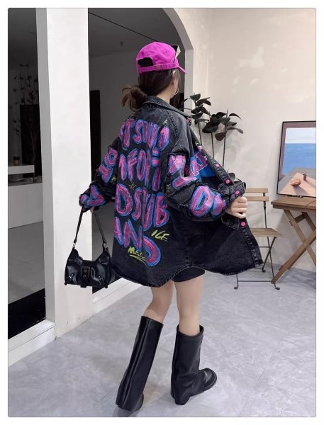 画像12: 目立ち個性派デザイン デニム生地アウター　ジャケット　Ｇジャン【MARVELOUS　QUEEN】 (12)