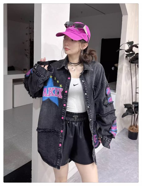 画像9: 目立ち個性派デザイン デニム生地アウター　ジャケット　Ｇジャン【MARVELOUS　QUEEN】 (9)