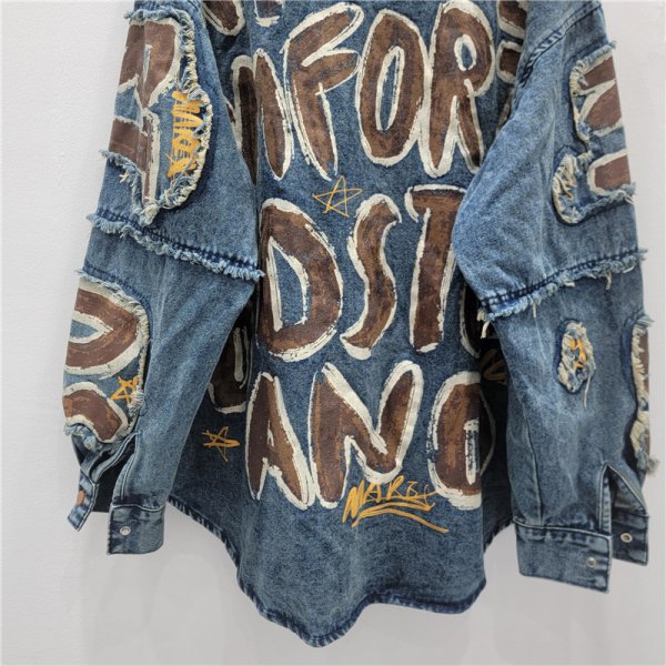 画像2: 目立ち個性派デザイン デニム生地アウター　ジャケット　Ｇジャン【MARVELOUS　QUEEN】 (2)