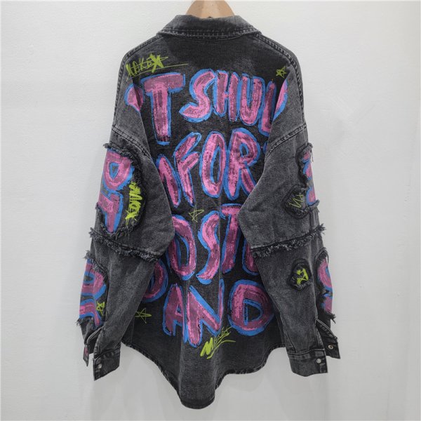 画像5: 目立ち個性派デザイン デニム生地アウター　ジャケット　Ｇジャン【MARVELOUS　QUEEN】 (5)