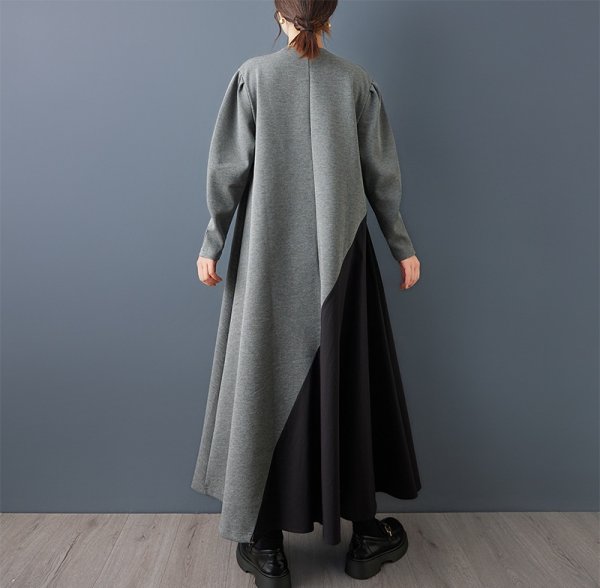 画像3: 個性派スタイル 　オシャレなバイカラー配色デザイン　長袖ワンピース【MARVELOUS　QUEEN】 (3)