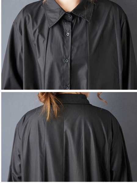 画像3: 個性派スタイル 　オシャレな脚部メッシュレースデザイン　チュニックシャツ長袖ワンピース【MARVELOUS　QUEEN】 (3)