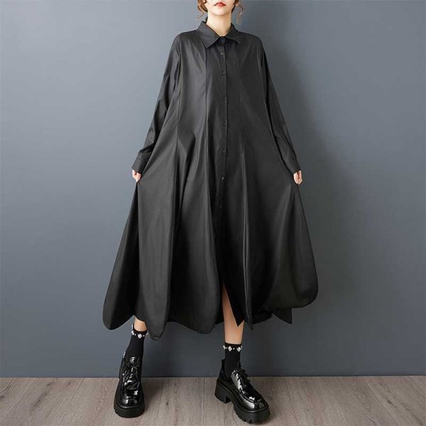 画像9: 個性派スタイル 　オシャレな脚部メッシュレースデザイン　チュニックシャツ長袖ワンピース【MARVELOUS　QUEEN】 (9)