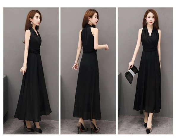 画像6: 大きなサイズ　XXXLサイズ　ロングドレス キャバドレス キャバワンピ　エレガントなシフォンレース重ねデザイン 　シックなブラック　ロングドレスMARVELOUS　QUEEN (6)