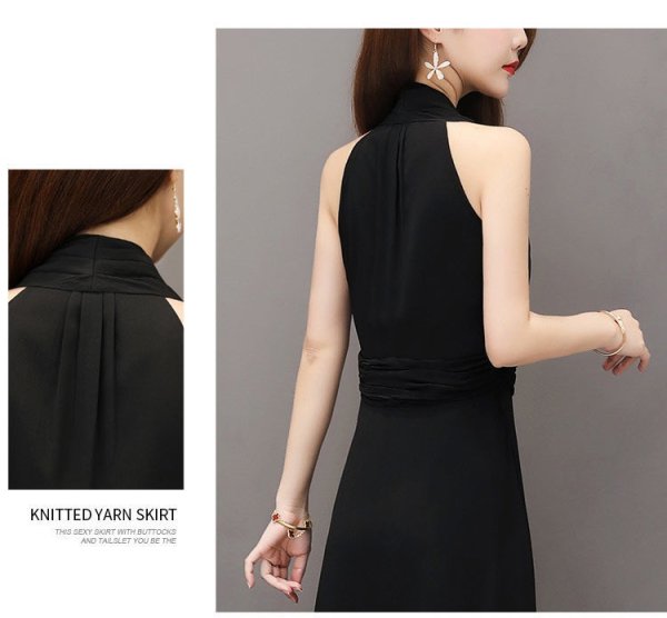 画像3: 大きなサイズ　XXXLサイズ　ロングドレス キャバドレス キャバワンピ　エレガントなシフォンレース重ねデザイン 　シックなブラック　ロングドレスMARVELOUS　QUEEN (3)