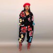 画像1: 個性派スタイル 　派手柄プリントデザイン　オールインワン　ストレッチ素材【MARVELOUS　QUEEN】 (1)
