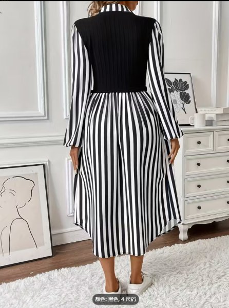 画像3: 個性派スタイル 　オシャレなストライプ柄デザイン　シャツワンピース【MARVELOUS　QUEEN】 (3)