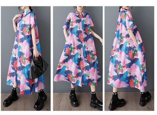 画像7: 個性派スタイル 　オシャレな派手柄　シャツワンピース【MARVELOUS　QUEEN】 (7)