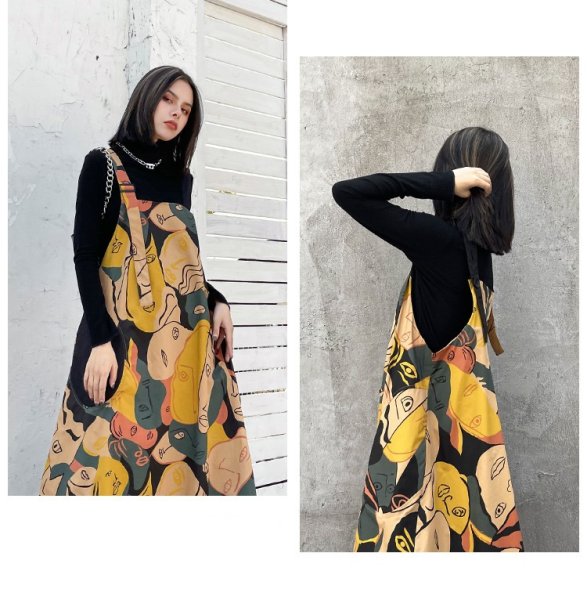 画像11: 個性派スタイル 　オシャレな派手柄デザイン　サロペットワンピース【MARVELOUS　QUEEN】 (11)