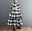 画像7: 個性派スタイル 　オシャレなモノトーンダイヤ柄デザイン　長袖ワンピース【MARVELOUS　QUEEN】 (7)